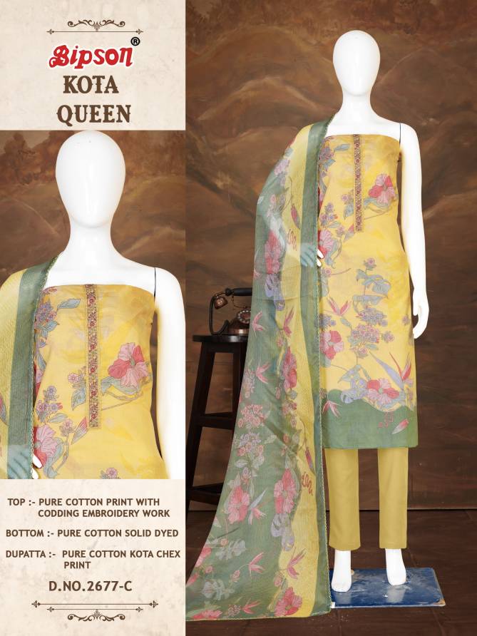 Kota Queen 2677 By Bipson Embroidery Pure Cotton Dress Material Order In India